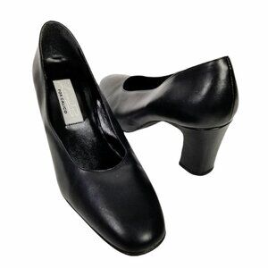 Luca B for Calico Leather Mid Heel Pump Shoes Women's US 6.5 Black Round Toe